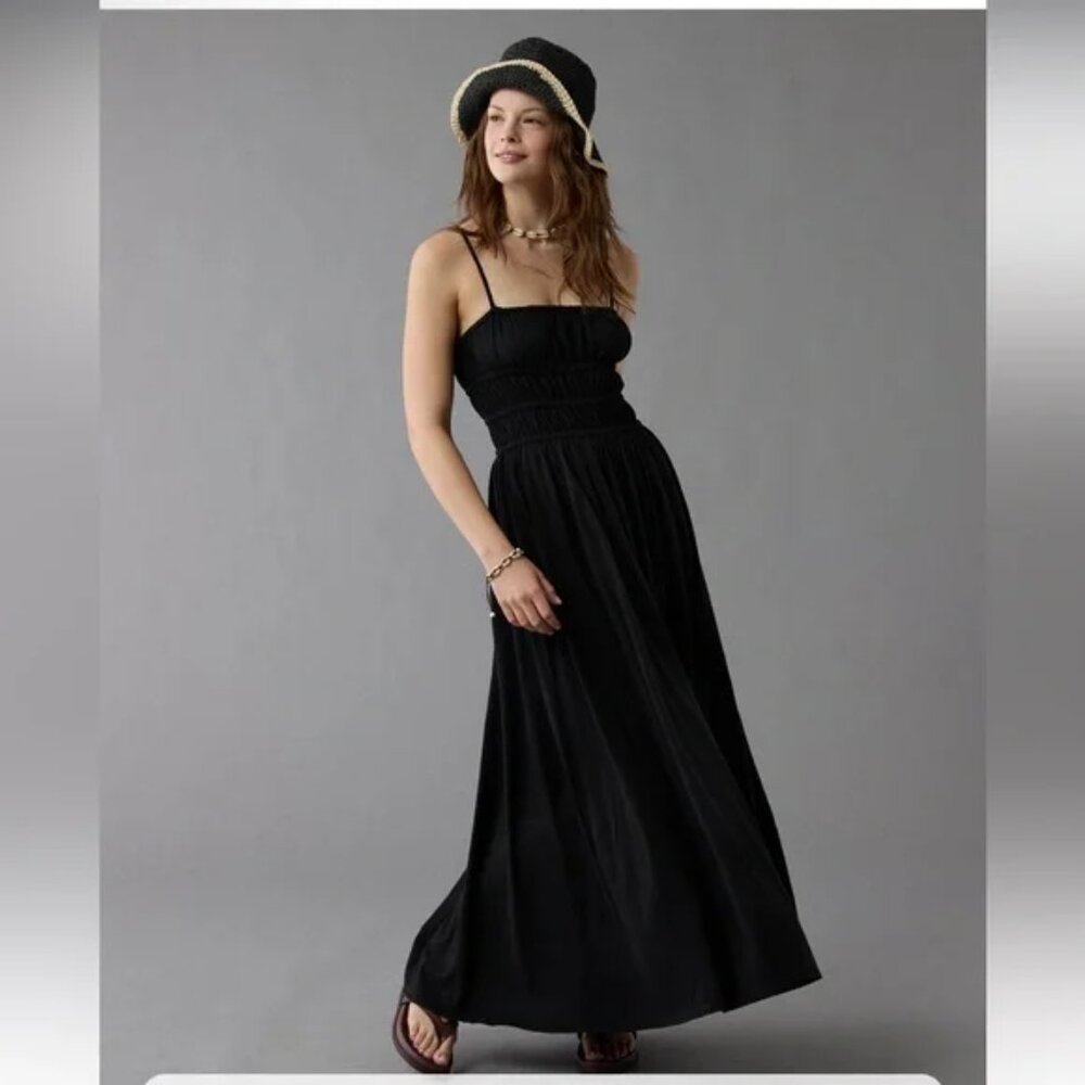 American Eagle Sunchaser Knit Smocked Bodice Midi Dress XXS
